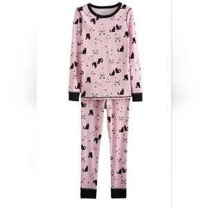NWT Nordstrom Glow In The Dark Pink Pajama Set with Cat Design Sz 2